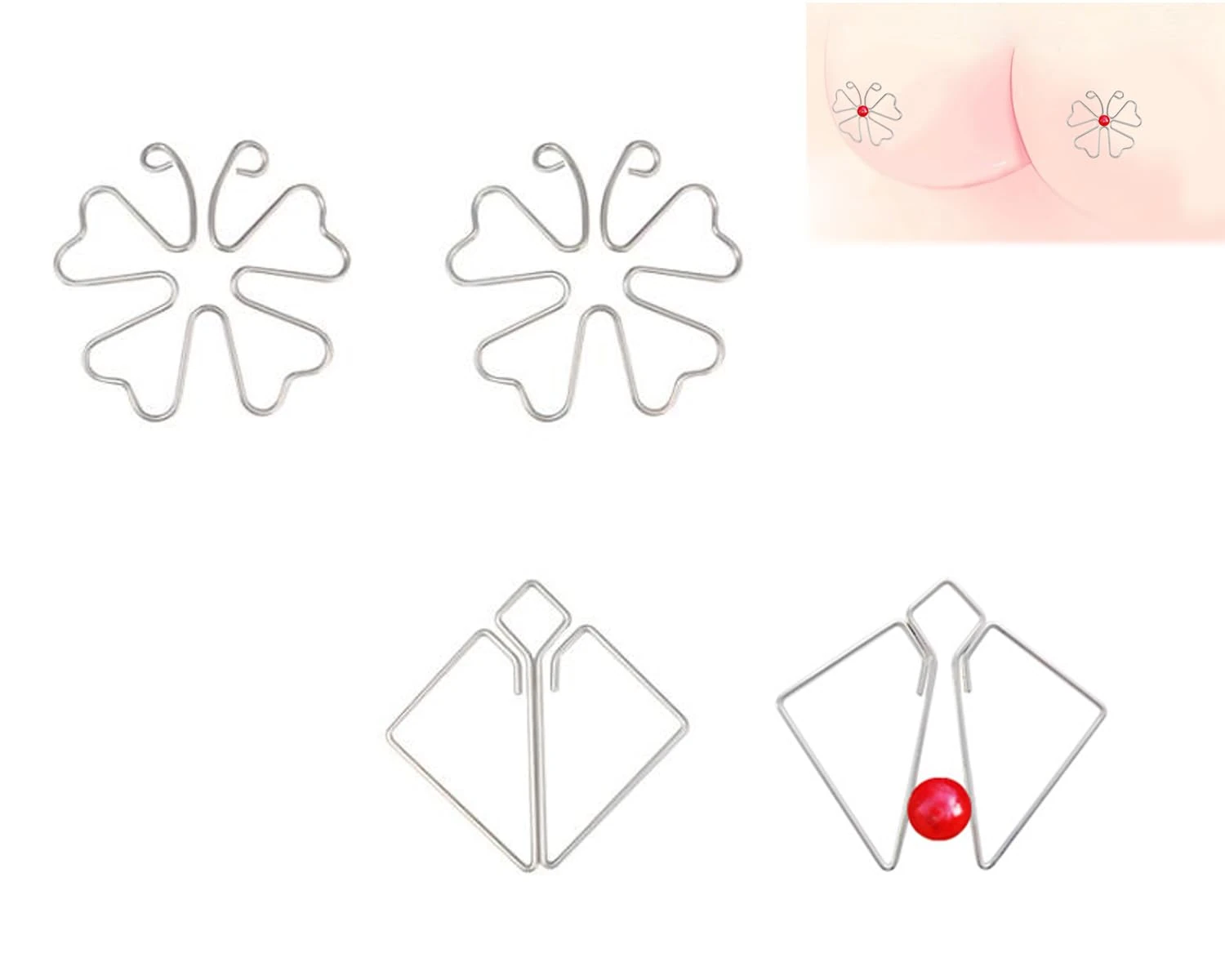 Adult Invisible Nipple Pinches, Fake Nipple Rings, Nipple Clips for Sexual Pleasure Women, Adjustable Non-Piercing Nipple Clamp Breast Clips, Female Sex Pleasure Devices Women's Toys