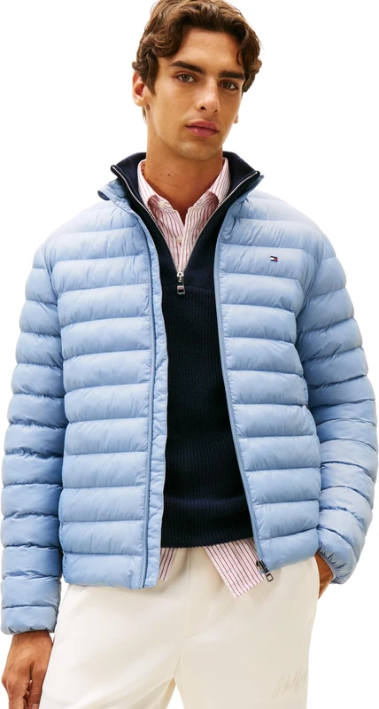 Tommy Hilfiger Men’s Recycled Relaxed Fit Packaway Quilted Jacket, Blue (Brisk Blue), M