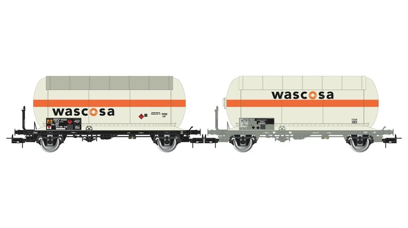 Rivarossi HR6622 SBB, 2-unit set of 2-axle gas tank wagons WASCOSA, epV Freight Wagons