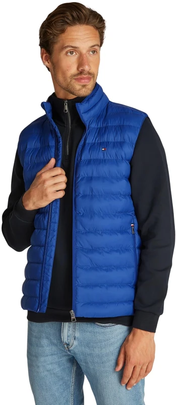 Tommy Hilfiger Men’s Stand Collar Recycled Packaway Gilet, Blue (Wedge Blue), S