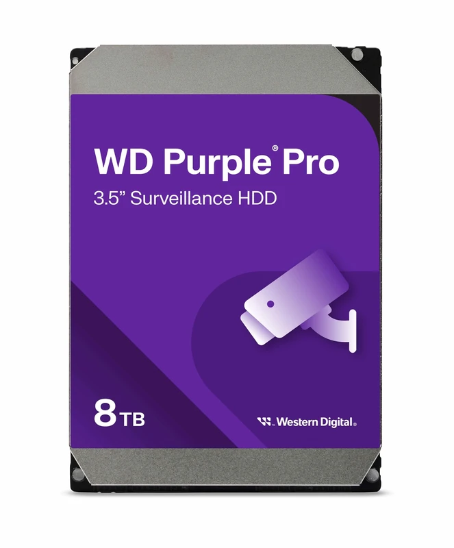 WD Purple Pro 8TB Smart Video 3.5" Internal Hard Drive, AllFrame AI Technology, 7200 RPM, SATA 6 GB/s, 550TB/yr, 256MB Cache