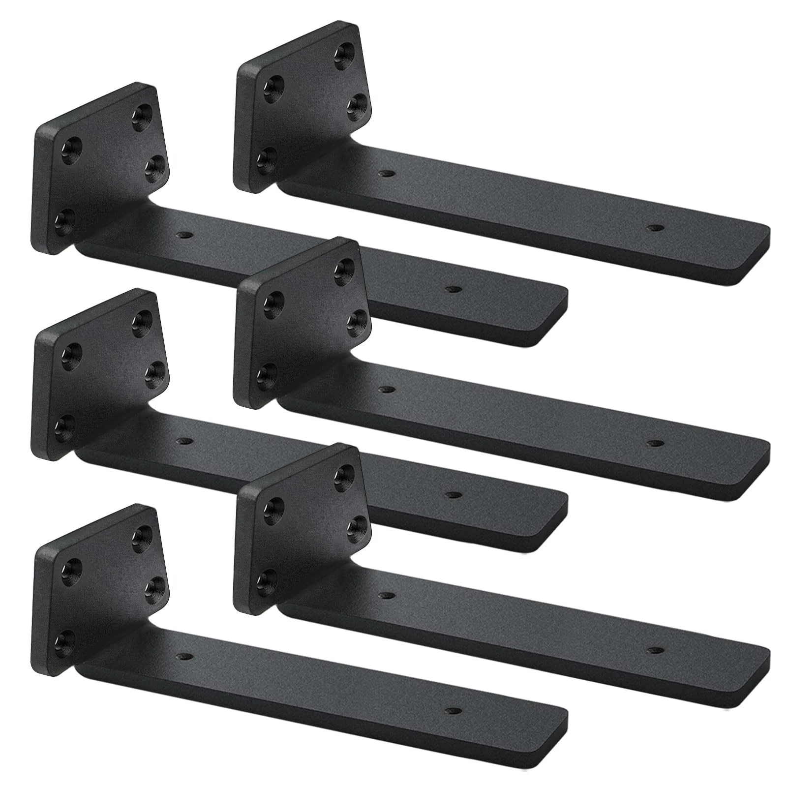 MLOQI 6 Pack Scaffold Board Shelf Brackets Heavy Duty, Floating Shelf Bracket, 5mm Thick Wall Brackets for Shelves up to 50 KG (30cm)