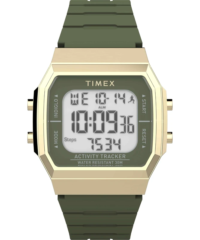 Timex Unisex Activity Tracker 40mm Watch, Black Silicone Strap Digital Dial Gold-Tone Case - Image 1