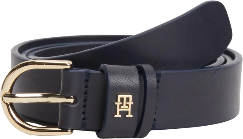 Tommy Hilfiger Women’s 2.5 cm Essential Effortless Leather Belt, Blue (Space Blue), 39.4 inches