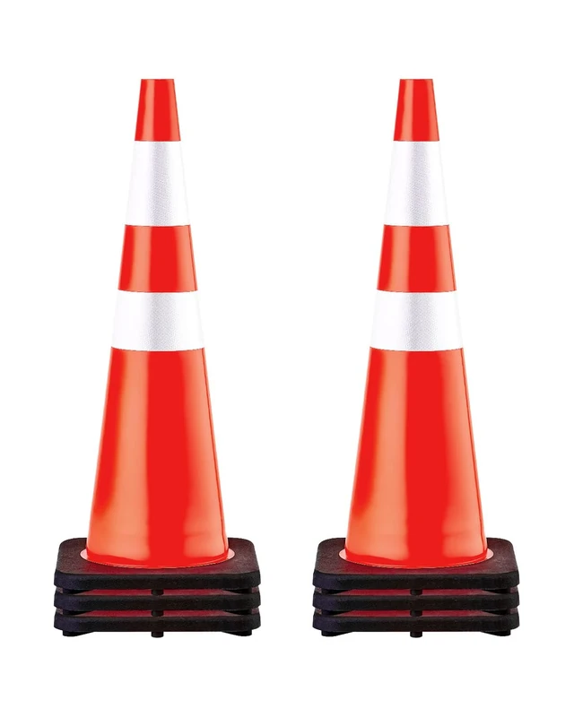 VEVOR 6Pack 36" Traffic Cones, Safety Road Parking Cone with Black Weighted Base, PVC Orange Traffic Safety Cones, Hazard Cones Reflective Collars for Construction Traffic Parking