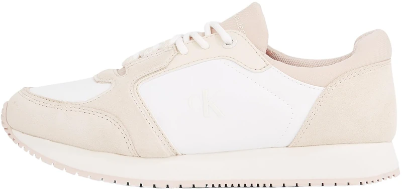 Calvin Klein Women’s Sporty Lace-up Sock Runner Trainers, Multicolor (Creamy White/Whisper Pink), 6
