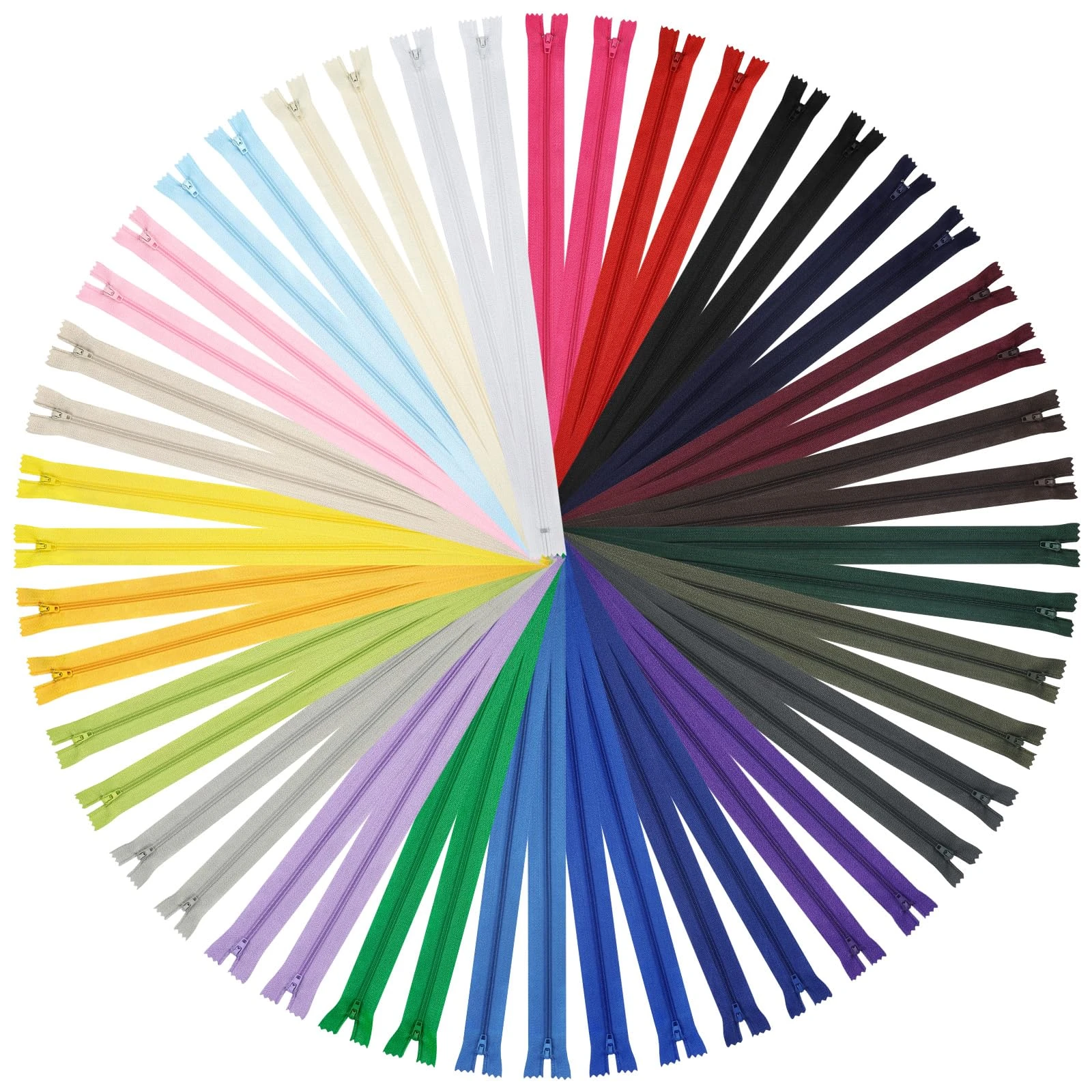 DOITEM 48pcs 12 Inch Zippers Sewing 30cm Nylon Coil Colorful Zippers Zips Zip Sewing Crafts 24 Assorted Colors (Multicoloured, 30cm)