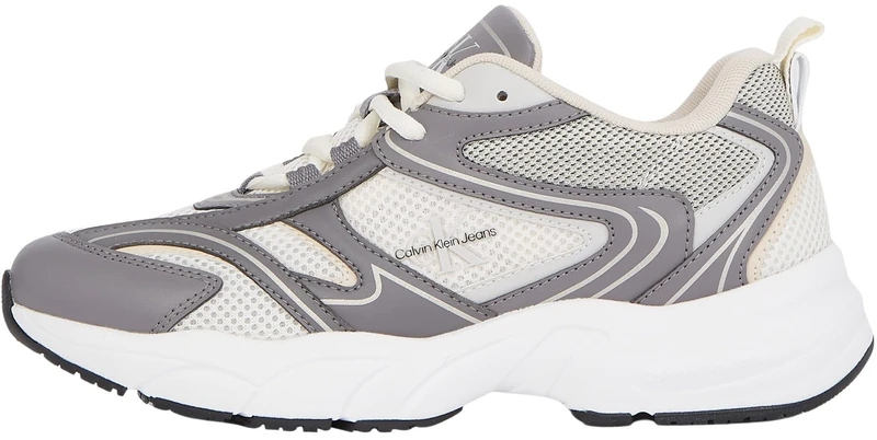 Calvin Klein Women’s Retro Tennis Mesh Sporty Runner Trainers, Multicolor (Stormfront/Creamy White/Tapioca), 3
