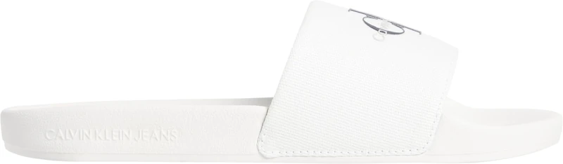 Calvin Klein Women’s Monogram Slides with Logo, White (Bright White/Black), 3