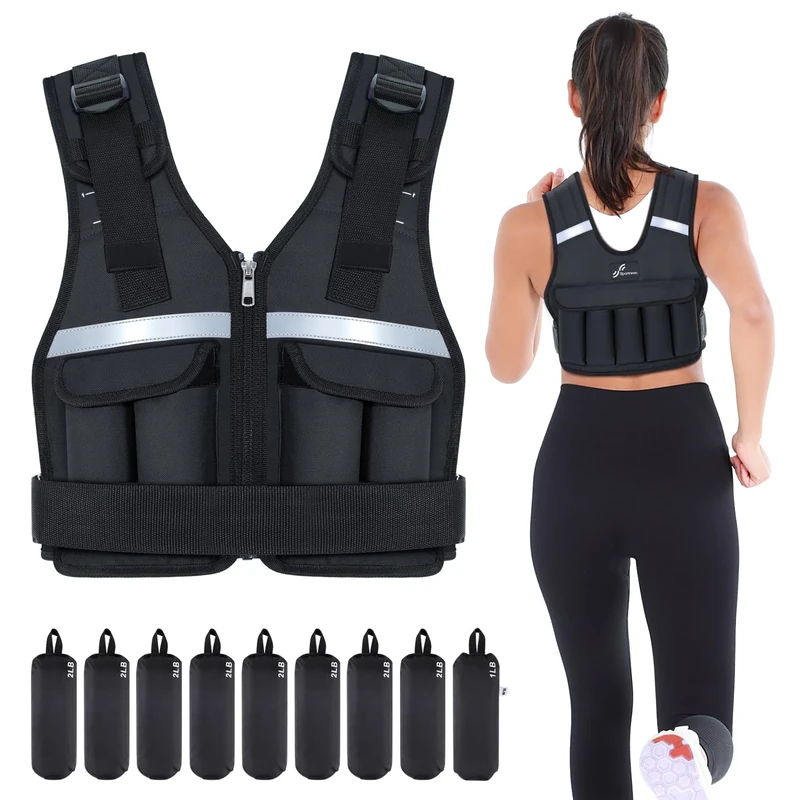 Sportneer Adjustable Weight Vest 0.9kg to 8kg, 9-in-1 Quickly Adjustable Running Vest for Men and Women, Strength Training, Calisthenics and Gym, Weight Vest