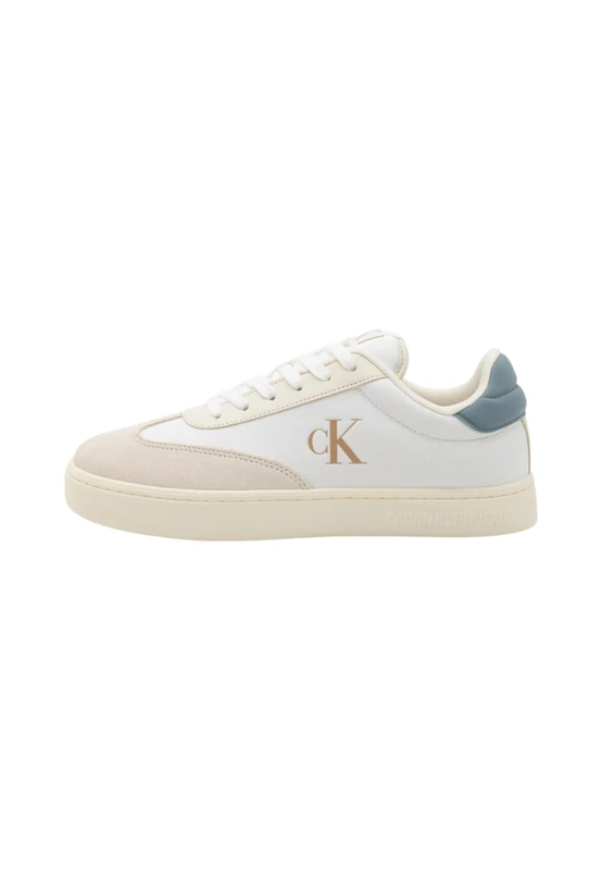 Calvin Klein Men’s Classic Mix Low Top Cupsole Trainers, Multicolor (Bright White/Creamy White/Lead), 8