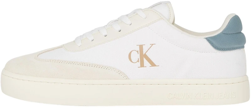 Calvin Klein Men’s Classic Mix Low Top Cupsole Trainers, Multicolor (Bright White/Creamy White/Lead), 6