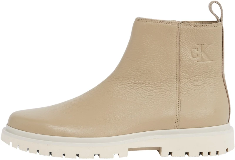 Calvin Klein Men’s EVA Tumbled Chelsea Boots with Zip, Multicolor (Travertine/Eggshell), 10