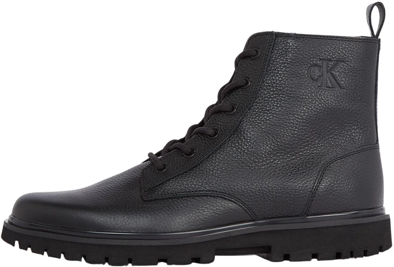 Calvin Klein Men’s EVA Tumbled Lace-up Mid Boots, Black (Triple Black), 11