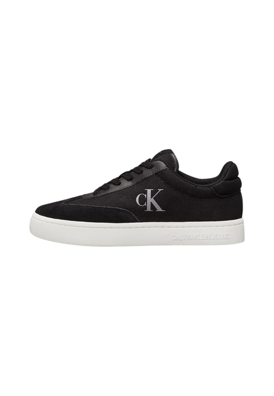 Calvin Klein Women’s Classic Canvas Mix Low Top Cupsole Trainers, Black (Black/Bright White), 4