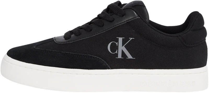 Calvin Klein Women’s Classic Canvas Mix Low Top Cupsole Trainers, Black (Black/Bright White), 8