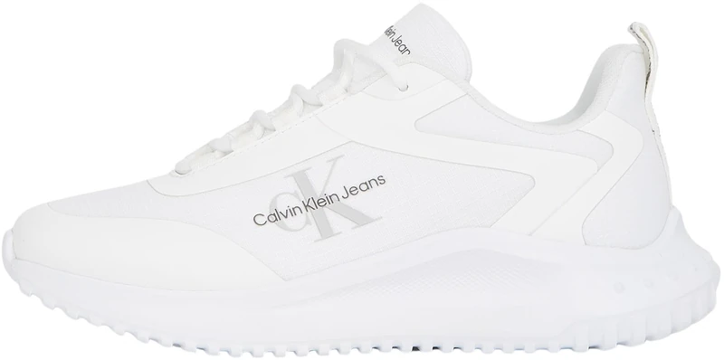 Calvin Klein Women’s EVA Low Top Lace Mix Runner Trainers Without Laces, White (Triple Bright White), 6