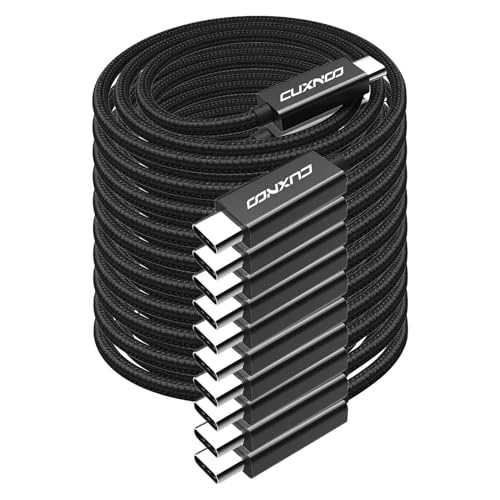 Cuxnoo 10-Pack USB C-C Video Cable 6.6ft, 4K Display USB-C Monitor Cable Support 100W Fast Charge and 10 Gbps Data Transfer for Type-C iPhone 15 Pro, MacBook Pro/Air, Chromebook, Matebook, Thinkpad