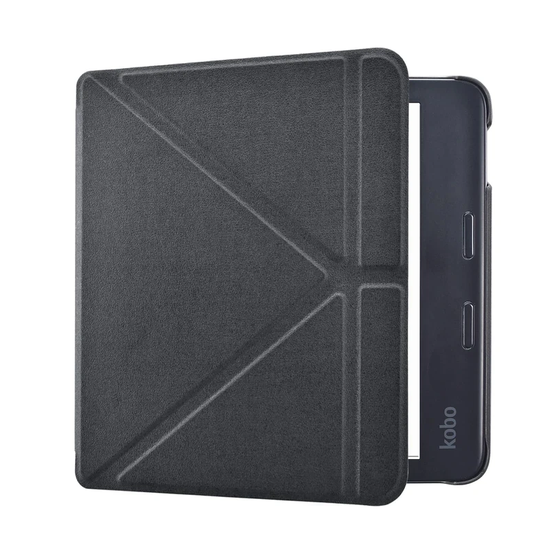 DMLuna Origami 2-Way Stand Case for Kobo Libra Colour (Model:N428, 2024 Release), Slim and Lightweight Premium PU Leather Protective Cover with Auto Sleep Wake Feature - BLack
