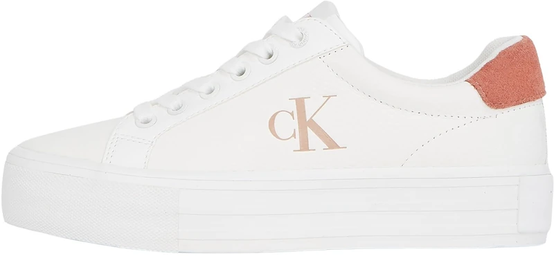 Calvin Klein Women’s Bold Low Top Vulcanised Trainers, Multicolor (Bright White/Tuscany), 7