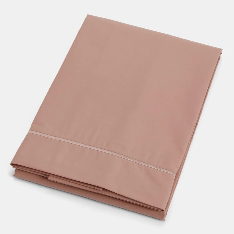 White Plain Dyed Cotton Percale Rose Tan 200TC Flat Sheet 260 x 280 cm