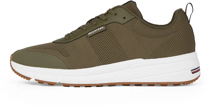Tommy Hilfiger Men’s Lightweight Modern Knit Runner Trainers, Green (Army Green), 6.5 - Image 1