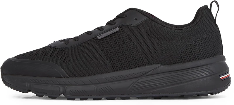 Tommy Hilfiger Men’s Lightweight Modern Knit Runner Trainers, Black (Black), 11