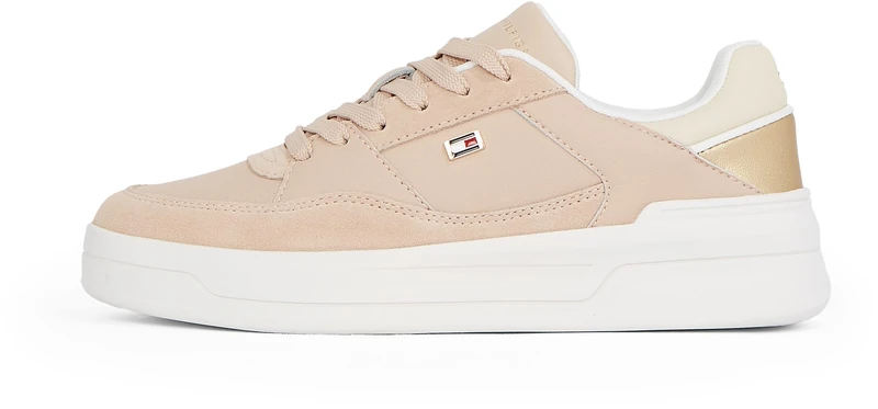 Tommy Hilfiger Women’s Metallic Basketball Trainers, Beige (Misty Blush), 3.5