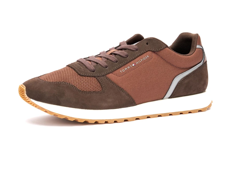 Tommy Hilfiger Men’s New EVA Mix Flag Runner Trainers, Brown (Ebony Brown), 6.5