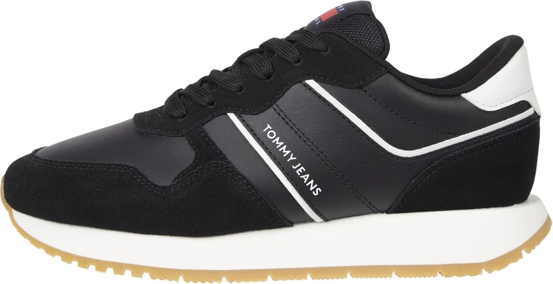 Tommy Jeans Women’s EVA Retro Suede Runner Trainers, Black (Black), 6.5