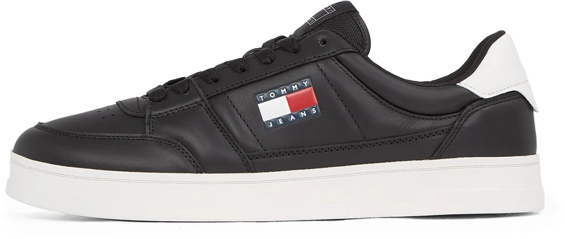 Tommy Jeans Men’s The Greenwich New Leather Cupsole Trainers, Black (Black), 7