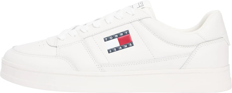 Tommy Jeans Men’s The Greenwich New Leather Cupsole Trainers, White (Ecru), 9