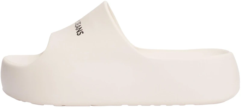 Tommy Jeans Women’s Chunky Flatform Pool Slides, Off-White (Newsprint), 7