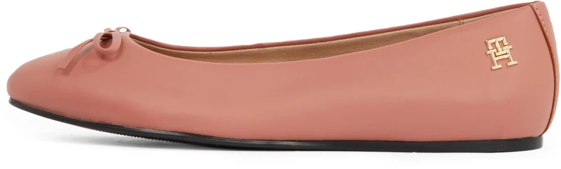 Tommy Hilfiger Women’s Flat Bow Leather Ballet Pumps, Pink (Mineralize), 3.5
