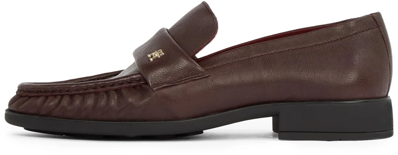 Tommy Hilfiger Women’s Soft Nappa Pleated Toe Loafers with Small Heel, Red (Burgundy Velvet), 4