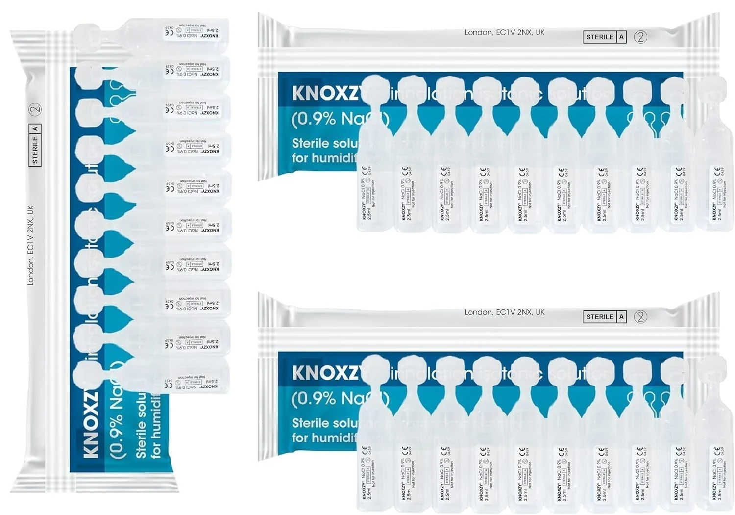 KNOXZY Isotonic Saline Solution 0.9% - Sodium Chloride NaCl - Inhalation Saline Solution for Humidifying The Airways - 2.5 ml Unit Dose Vials, Pharmaceutical Grade (Isotonic - 30 Vials)