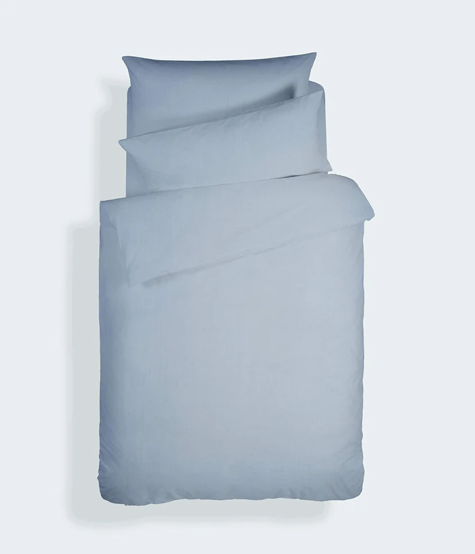 Plain Dyed Cotton Percale Denim 200 TC Duvet Set 160 x 220 cm - 50 x 80 cm - Image 1