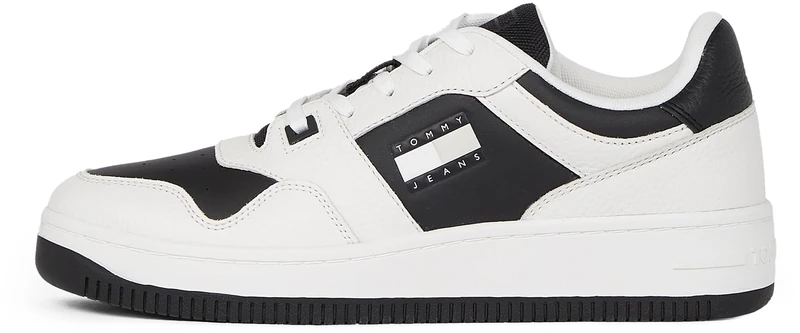 Tommy Jeans Men’s Retro Basket Tumble Low Top Cupsole Trainers, White (Ecru), 11