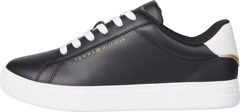 Tommy Hilfiger Women's Essential Low Top Court Trainers, Black (Black), 6