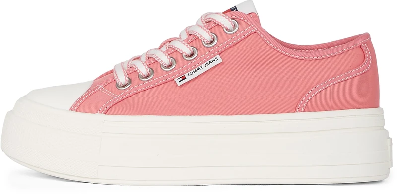 Tommy Jeans Women’s Low Top Foxing Flatform Trainers, Pink (Preppy Pink), 7