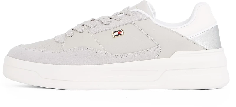 Tommy Hilfiger Women’s Metallic Basketball Trainers, Beige (Grey Whisper), 3.5