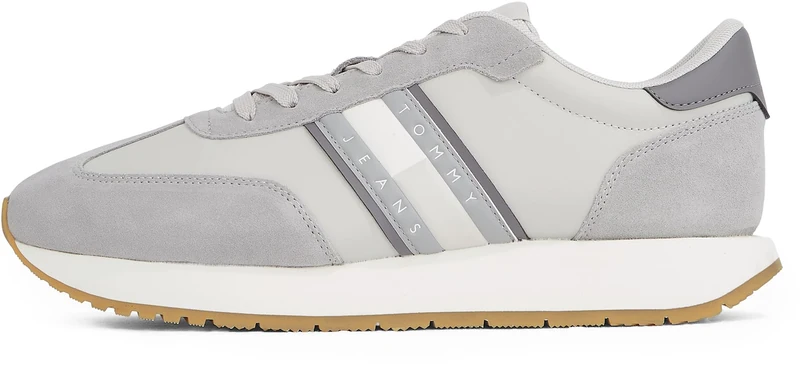 Tommy Jeans Men’s Retro Low Top Runner Trainers, Grey (Granite Road), 6.5