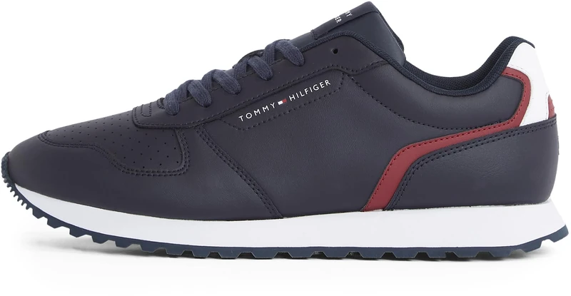 Tommy Hilfiger Men’s New EVA Mix Flag Leather Runner Trainers, Blue (Desert Sky), 6.5