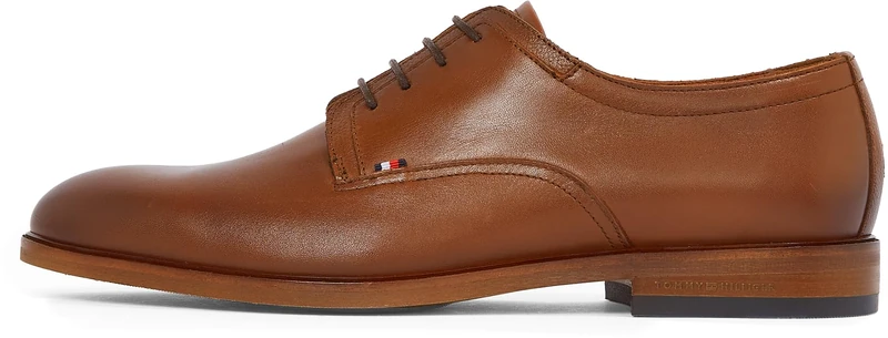 Tommy Hilfiger Men’s Round Toe Tunit Leather Derby Shoes, Brown (Winter Cognac), 7
