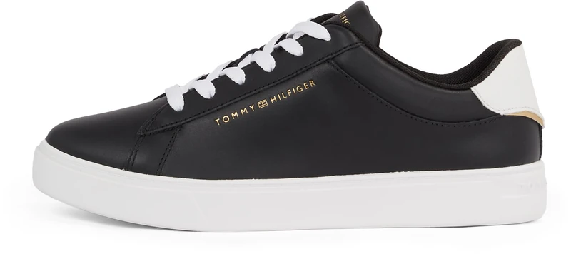 Tommy Hilfiger Women's Essential Low Top Court Trainers, Black (Black), 3.5
