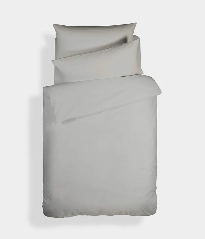 Plain Dyed Cotton Percale Grey 200 TC Duvet Set 160 x 220 cm - 50 x 80 cm - Image 1