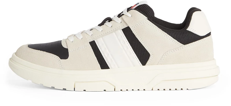 Tommy Jeans Men’s The Brooklyn Mix Sporty Cupsole Trainers, Off-White (Newsprint), 10