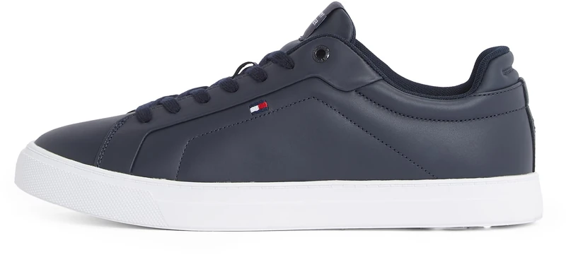 Tommy Hilfiger Men’s Icon Flag Essential Leather Court Trainers, Blue (Desert Sky), 10