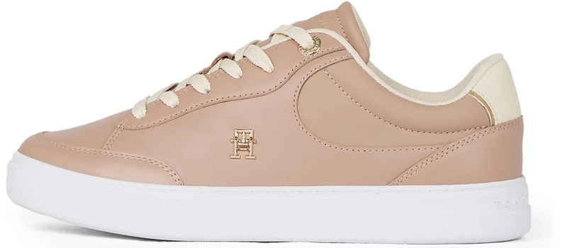 Tommy Hilfiger Women's Essential Chic Leather Court Trainers, Brown (Claystone), 7