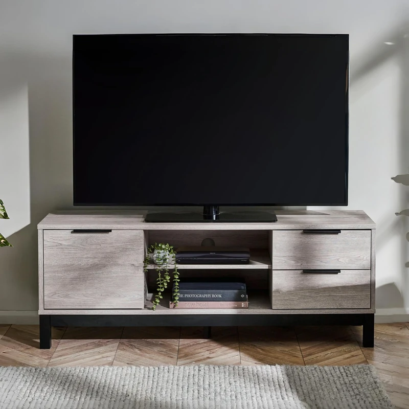 Julian Bowen Bali Tv Unit-Grey Oak, Engineered Wood, 50 x 135 x 40